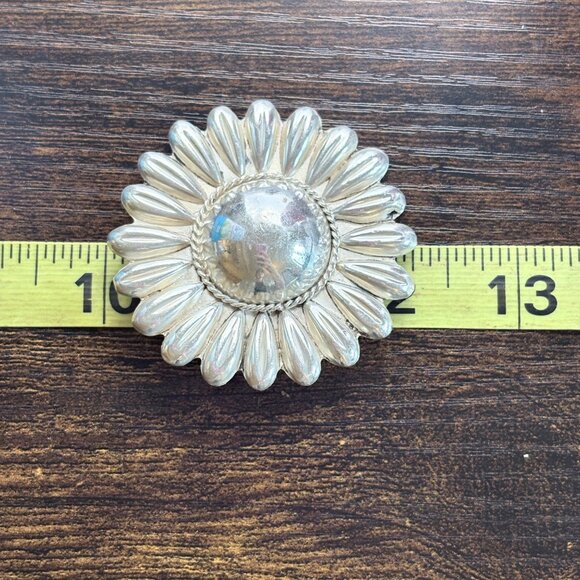 VTG Mexico 875 Silver Large Sunflower Sunburst Brooch Size 2.25" Diameter - Picture 7 of 8